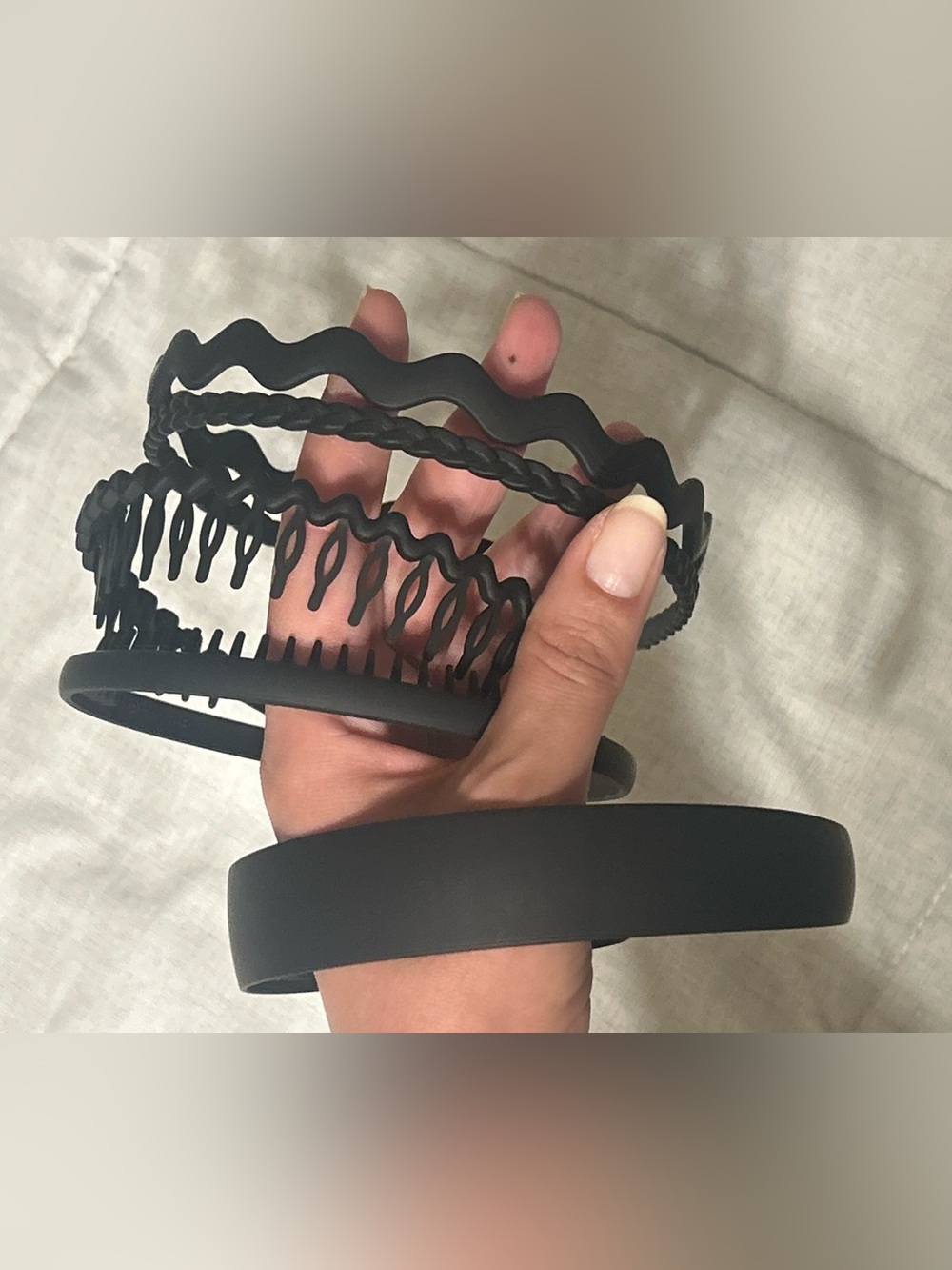 Set of Black Plastic Headbands